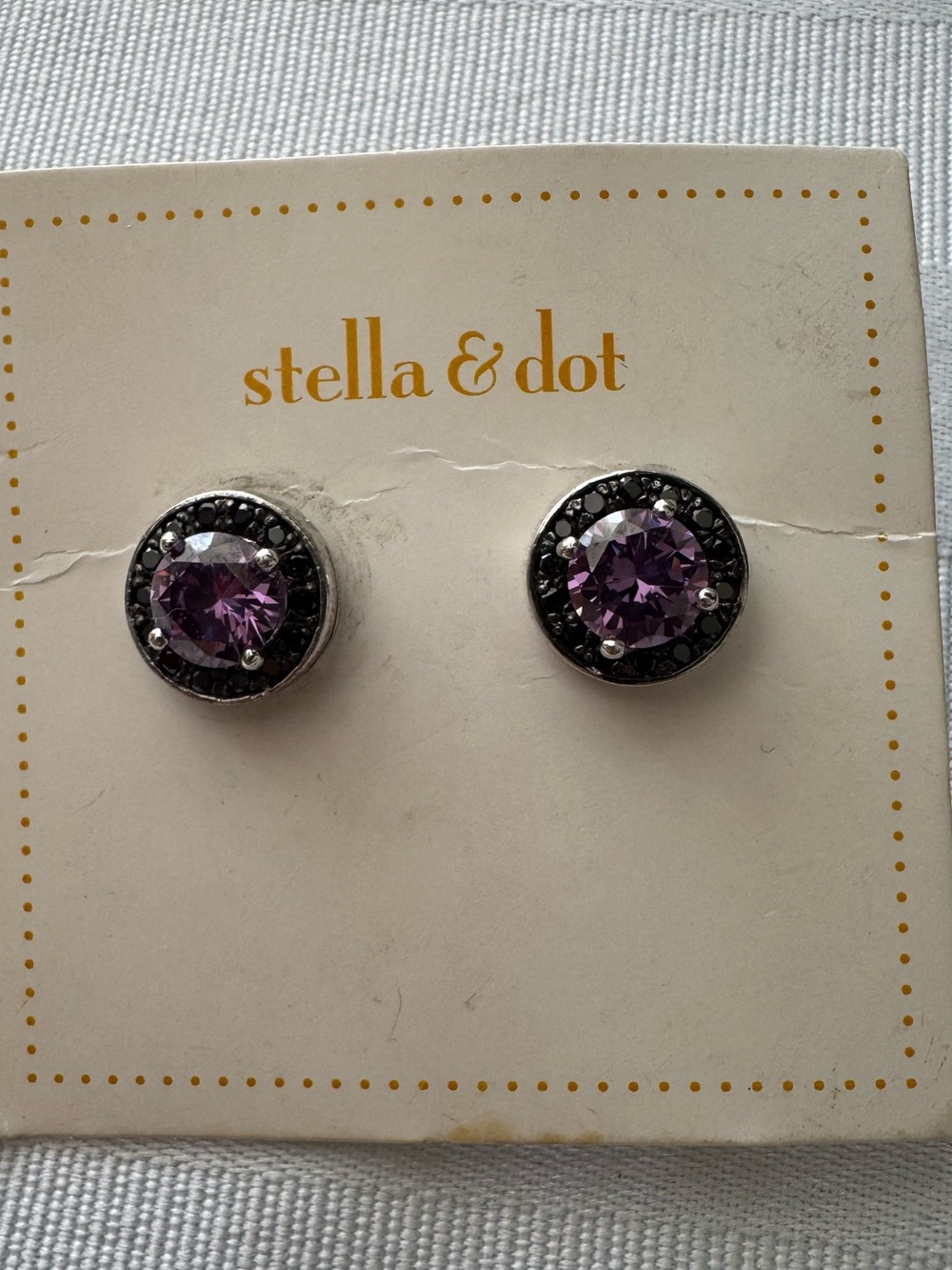 Stella & Dot Amethyst Halo Stud Earrings